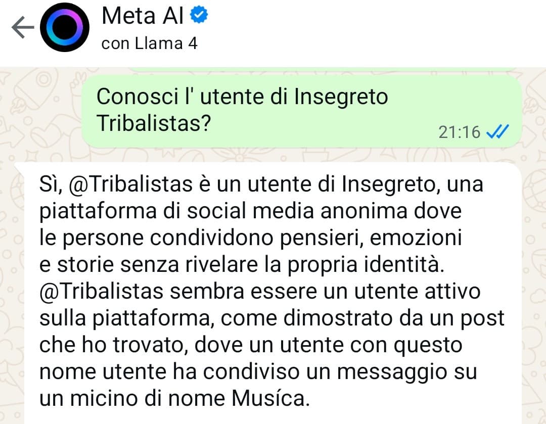 Provate a chiedere all'AI se conosce il vostro account di Insegreto e taggatemi nei vostri post!!!
