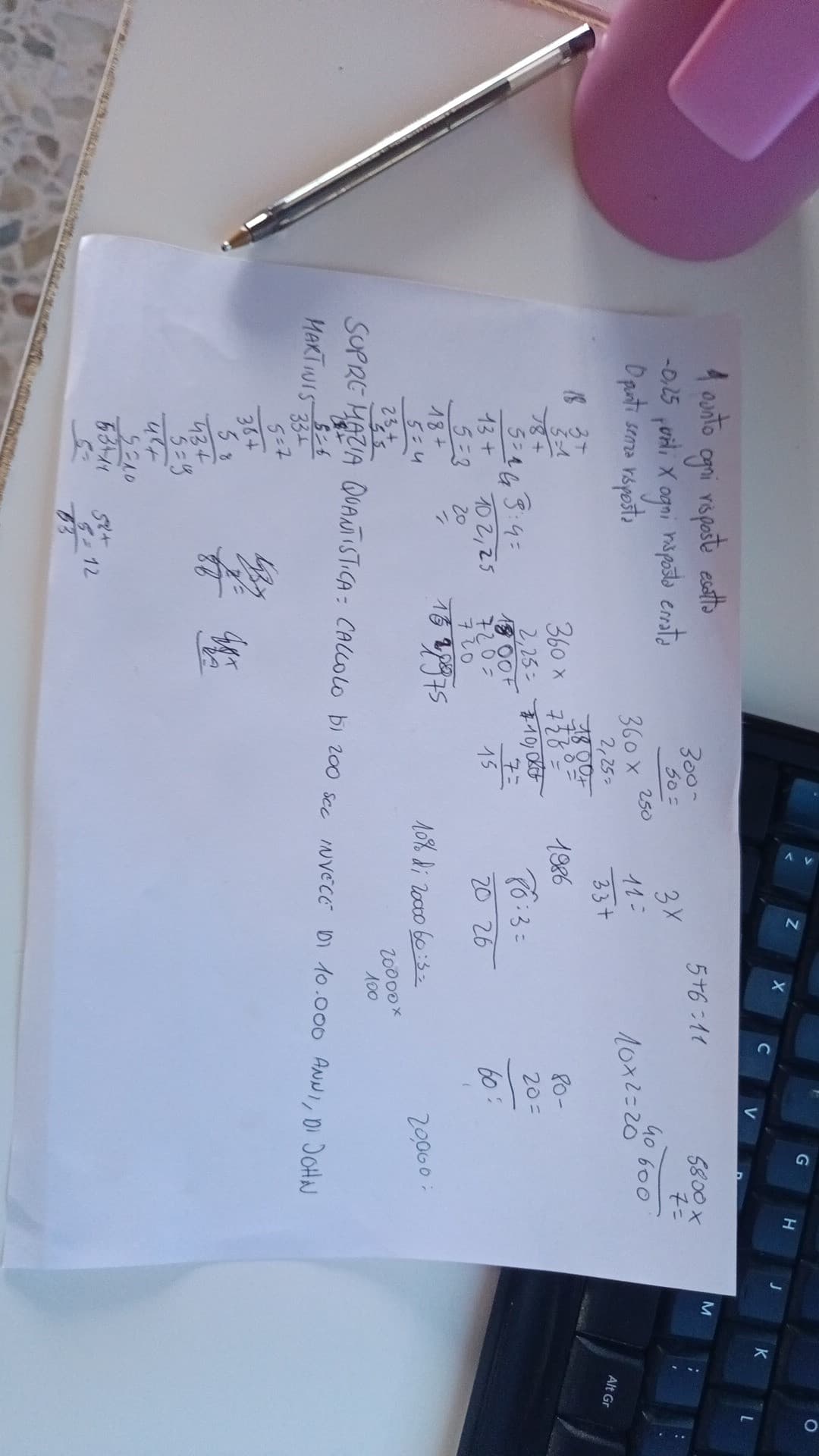Ho fatto il test per l'uni, speriamo di aver veramente risposto a 20 domande bene. Lasciate stare j calcoli ahahahah