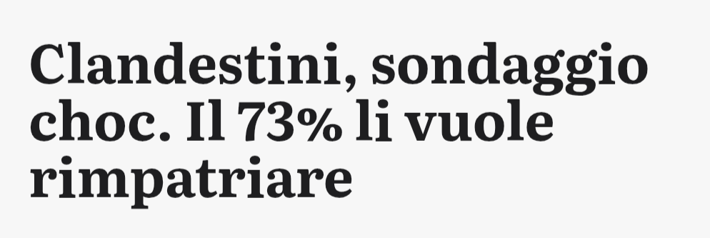 Il 73% significa che anche gente di sinistra capisce che gli immigrati irregolare sono un problema. Fonte: euromedia research