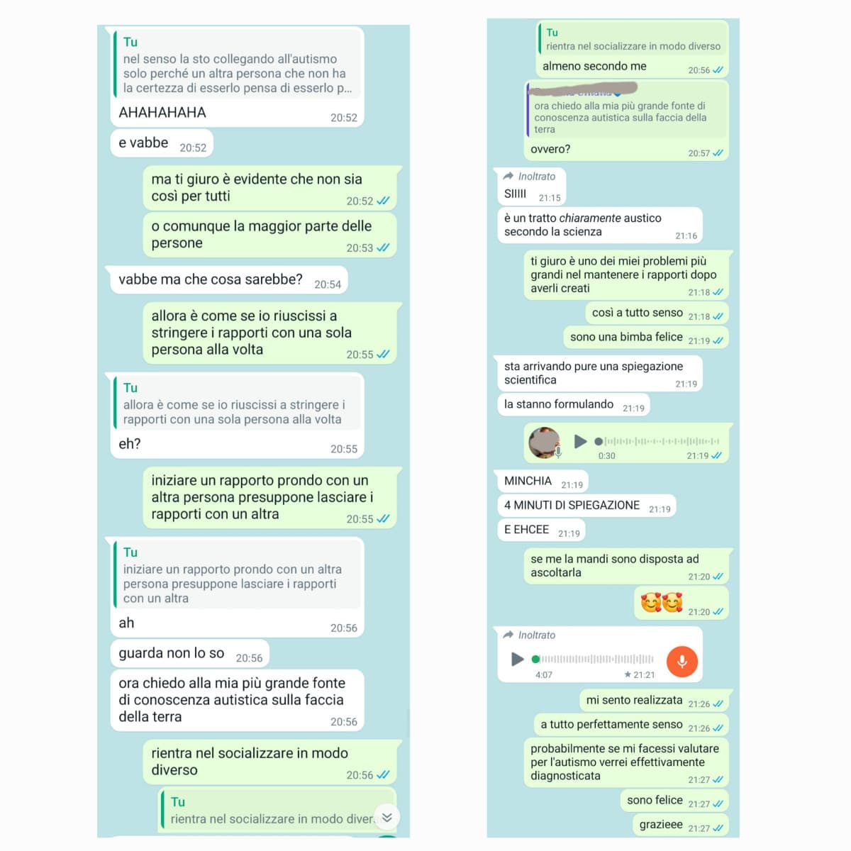 quando l'unica persona con cui parli conosce persone che sanno tutti i criteri diagnostici del autismo a memoria
