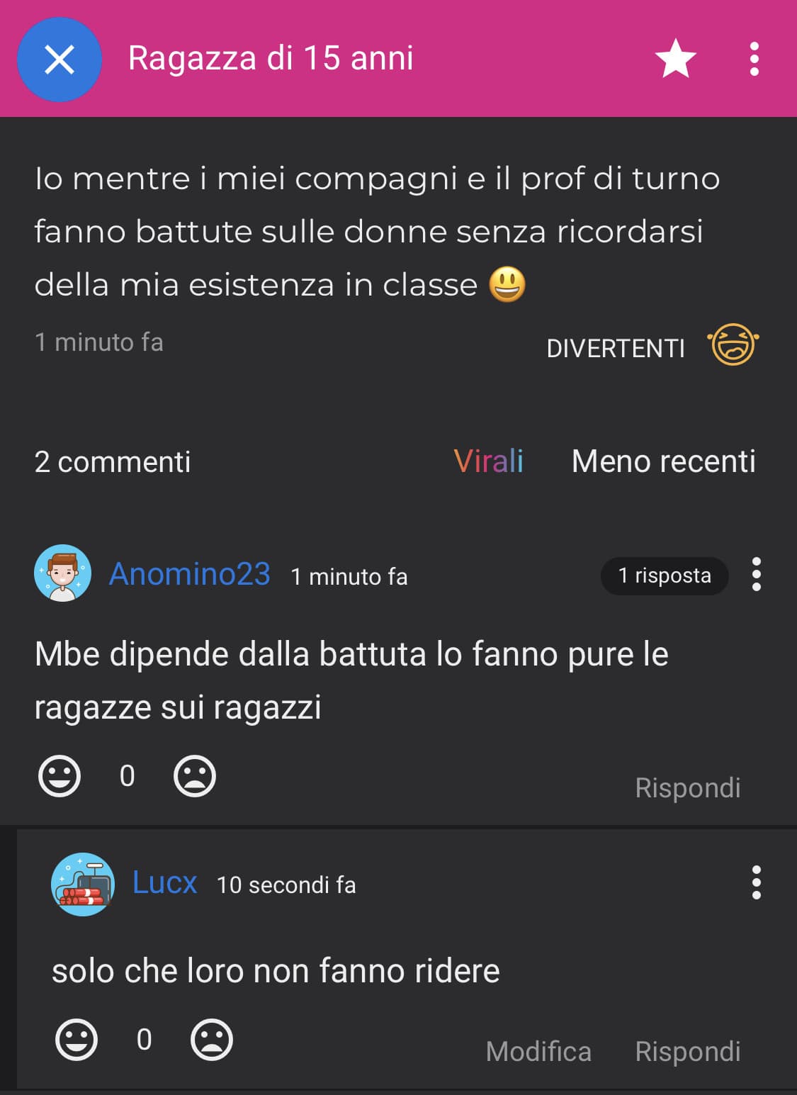 guardatemi ragazzi faccio battute sulle donne che simpatico che sono uauauauaua