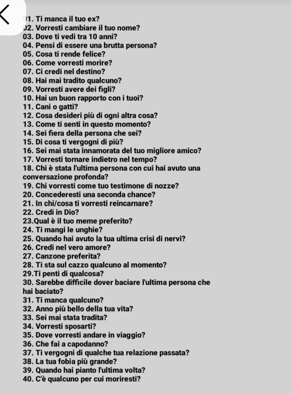 Giusto per conoscermi ancora un po' :)