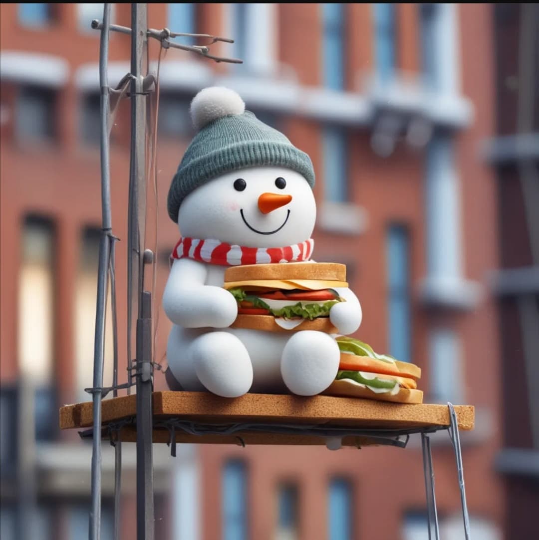 Pupazzo di neve in pausa pranzo 