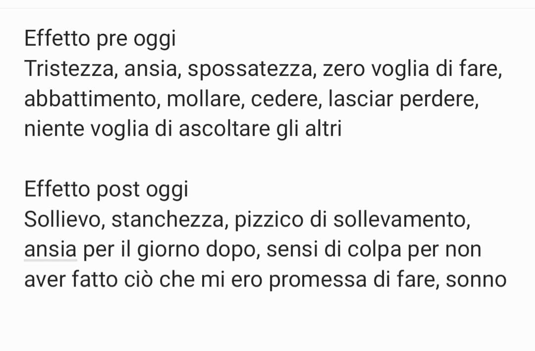 Non io che monitoro i miei sentimenti della giornata per capire se sono depressa