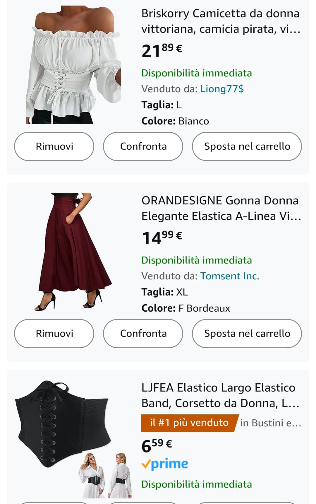 Comprate le cose per il cosplay di Dio Brando