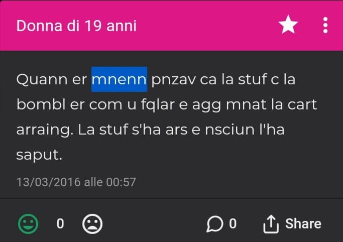 Ho ritrovato questo segreto del 2016 che si era calcolato solo una persona e aveva messo downvote. Sotto vi metto la traduzione.