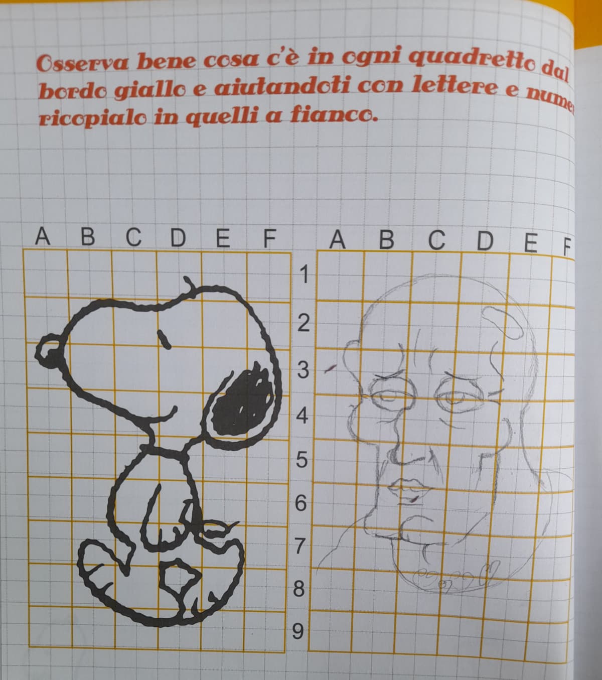 Ho provato a seguire bene i quadretti, secondo voi somiglia a Snoopy?