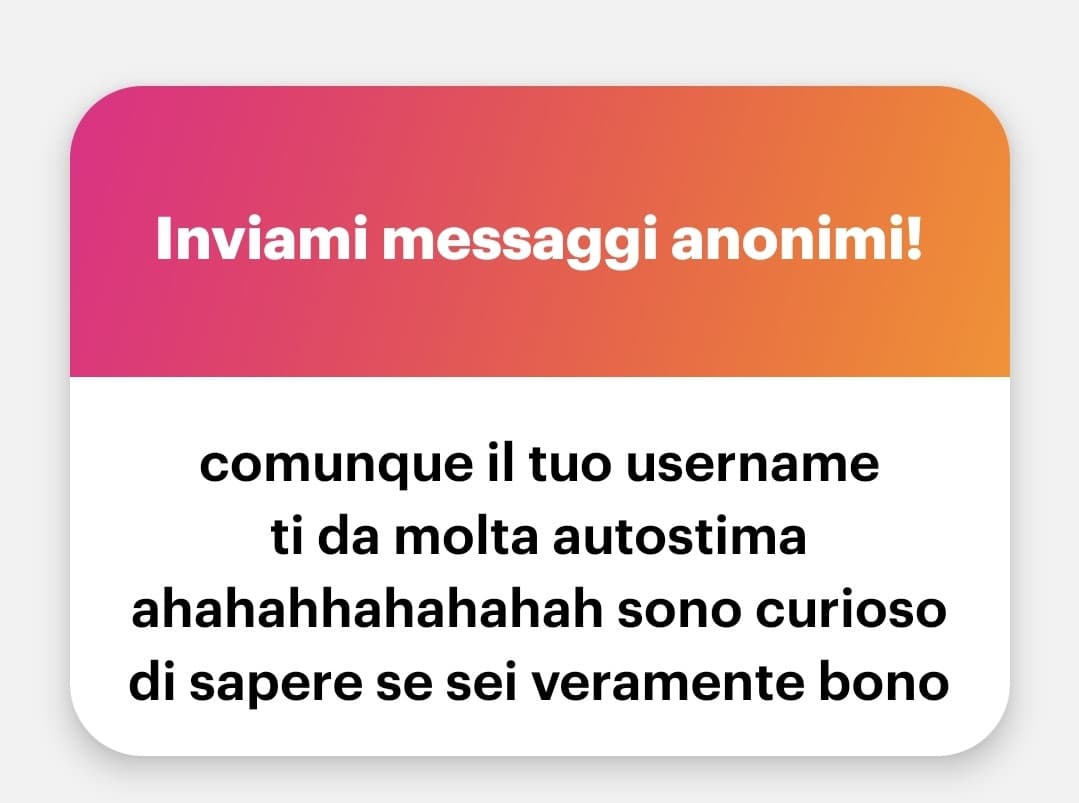 Sono un mondo da scoprire ahaha https://ngl.link/ragazzobono