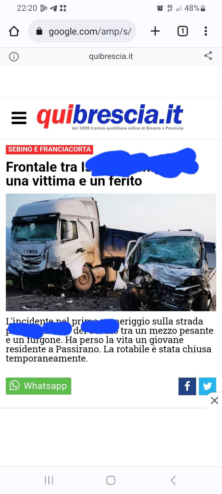 Questa immagine è l'immagine di un incidente di un furgone che ha fatto frontale andando contro un mezzo pesante, alla guida del furgone era un 25 enne che purtroppo ha perso la vita?