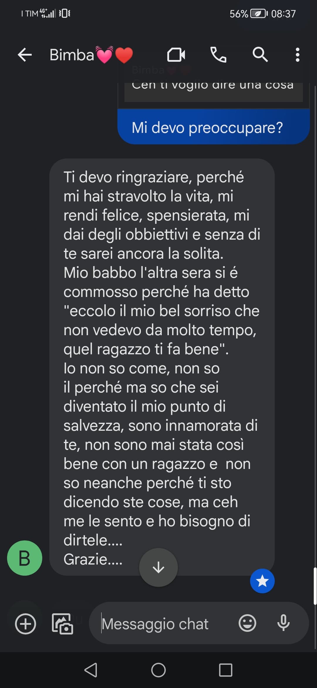 Devo ammettere che mi è scesa una lacrimuccia. È una ragazza così dolce, la amo così tanto 