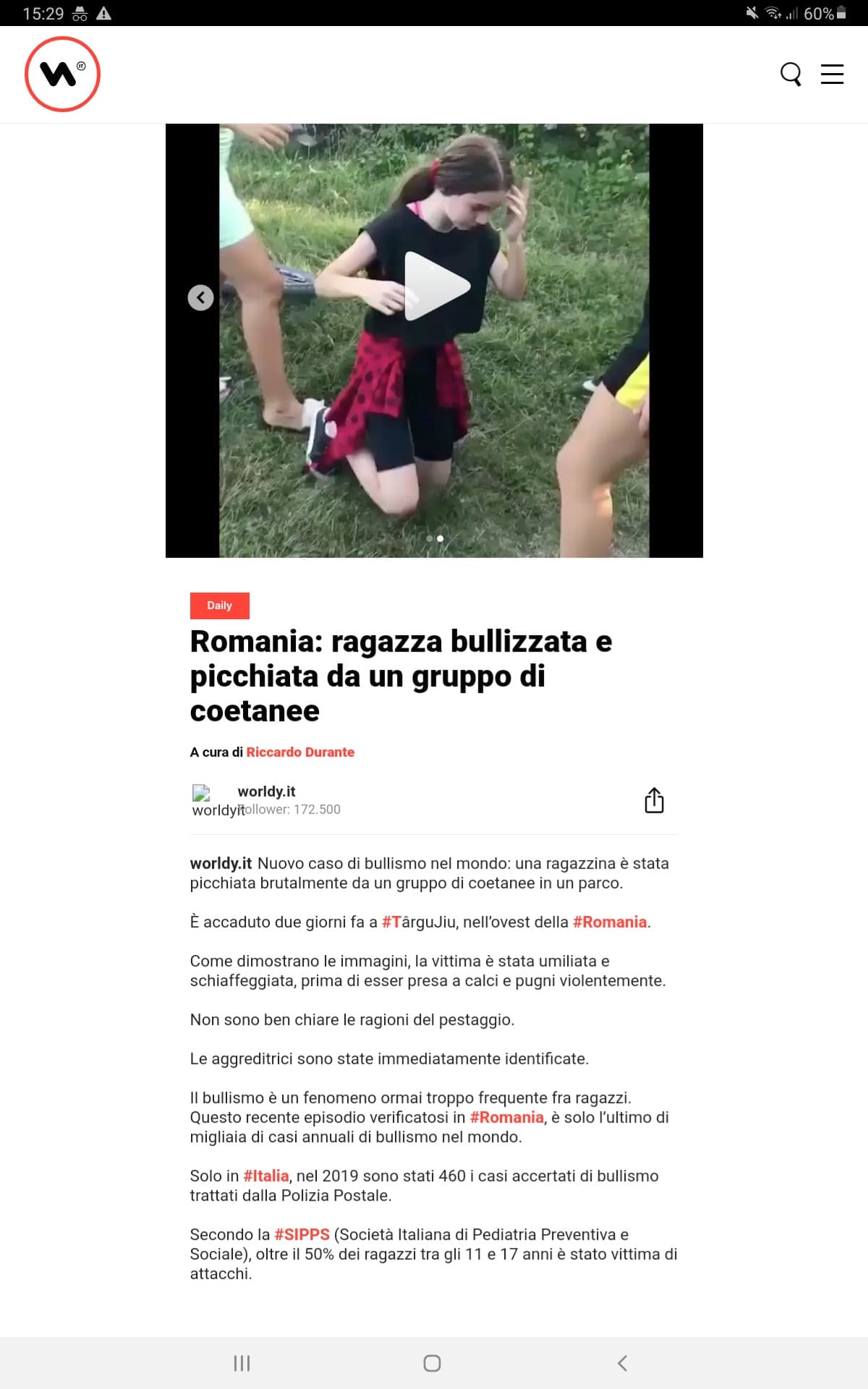 Purtroppo non posso condividere il video, ma se cercate la pagina lo trovate