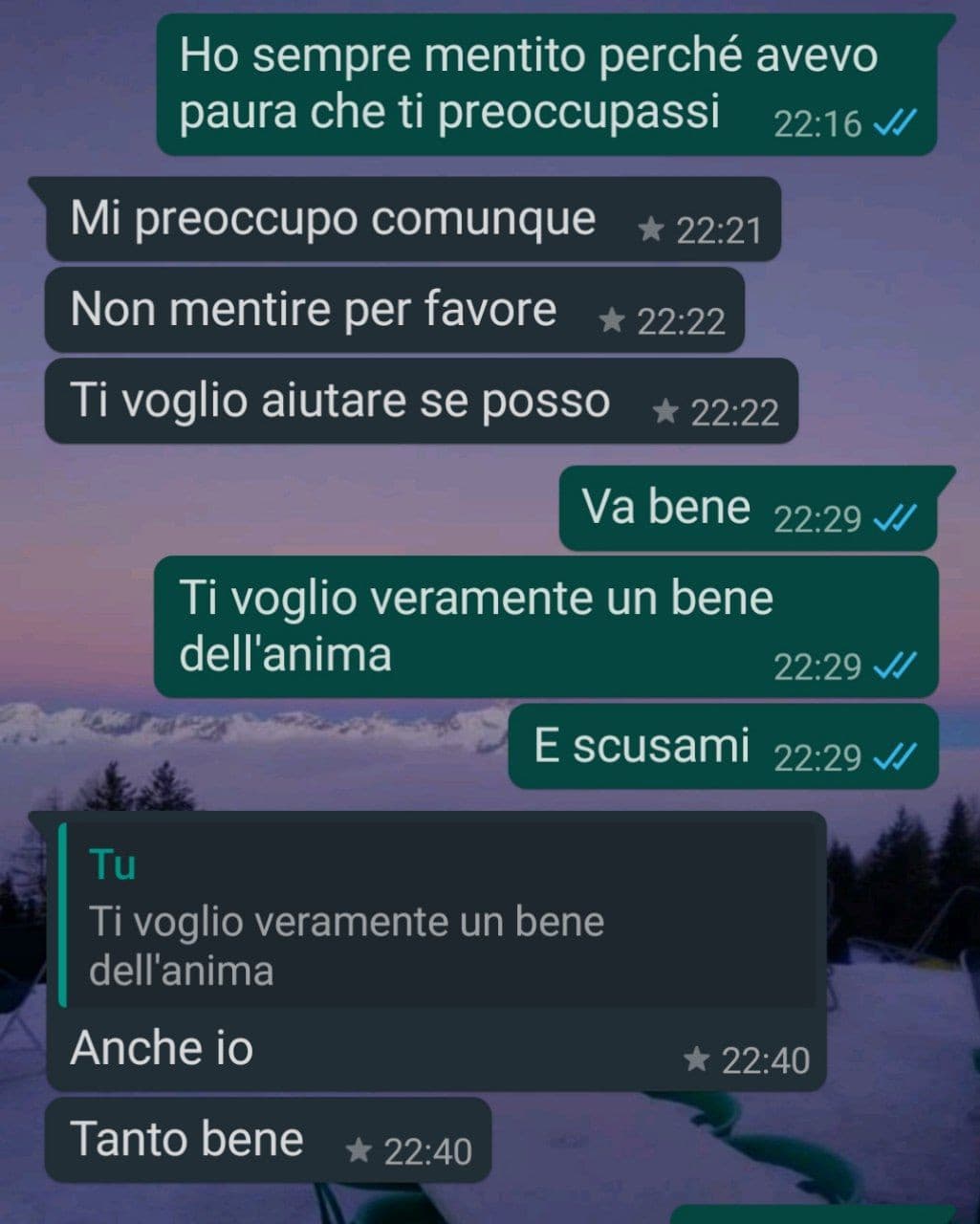 Quando mi sono scusato con Lei perché le ho sempre mentito sul fatto che stessi bene