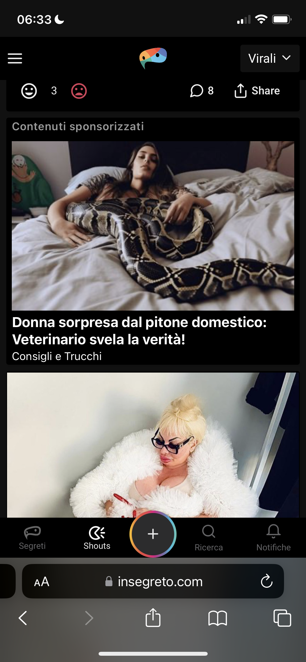 Perché su insegreto c’è una con un pitone? PERCHE