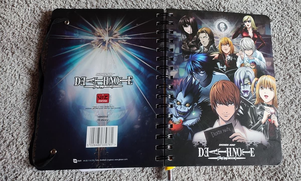 La mia migliore amica mi regalò questo quaderno del death note, lo sta usando mia madre per un corso, siamo musulmani, e dietro c'è palesemente una croce