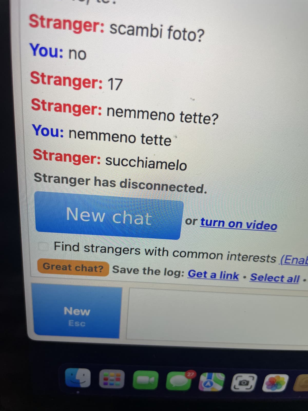 Questa è la maturità media di un ragazzo di 17 su omegle 