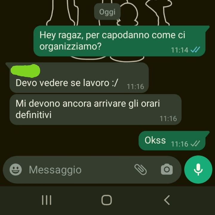 Beh se continua così mi sa che l'ultimo dell'anno lo festeggio solamente con i miei