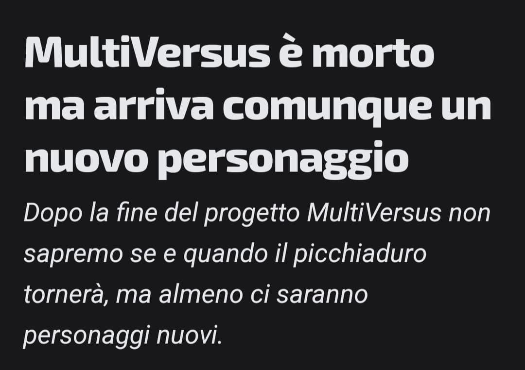 "Nuovi personaggi. Ma forse il gioco non ci sarà"