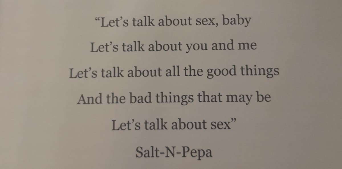 Let's talk about sex