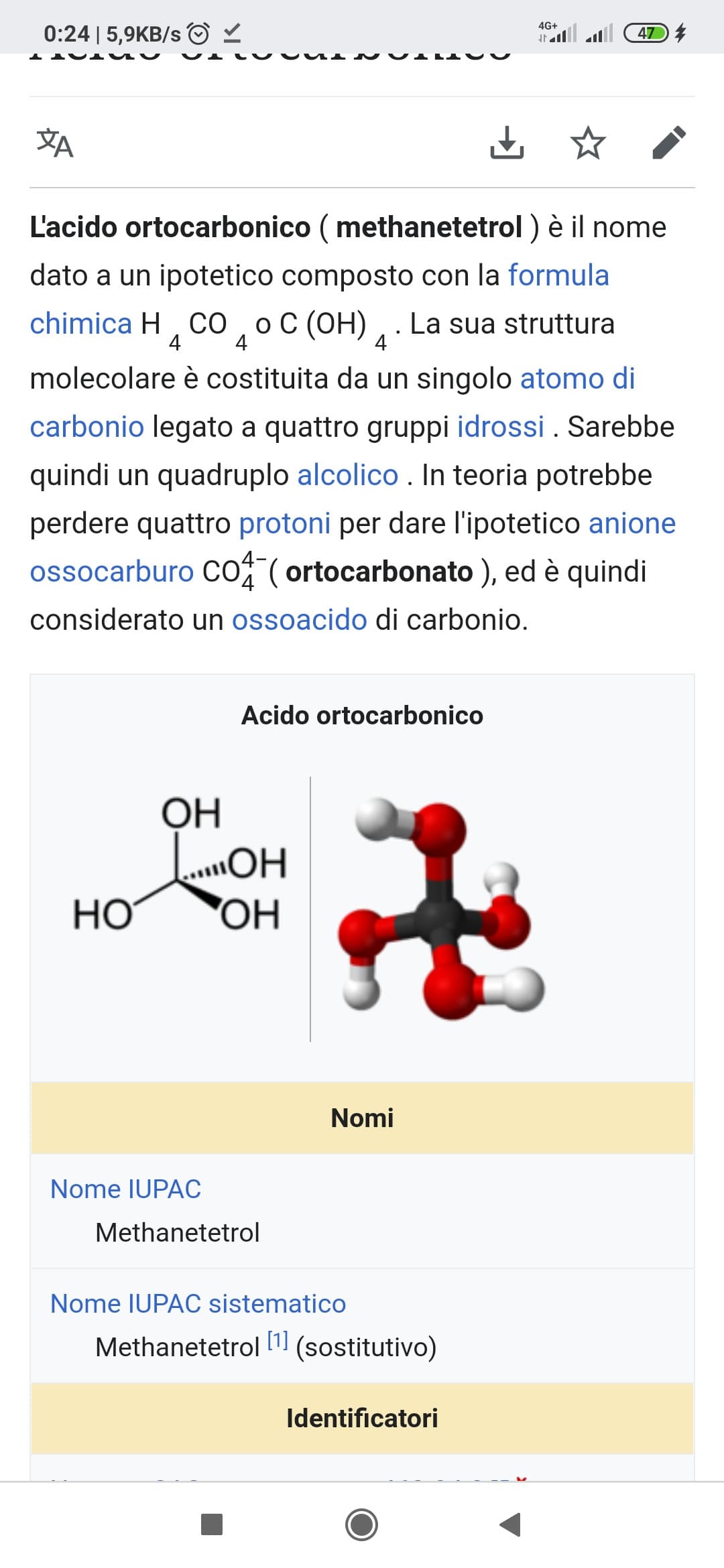 La molecola preferita da Hitler?
L'acido ortocarbonico 