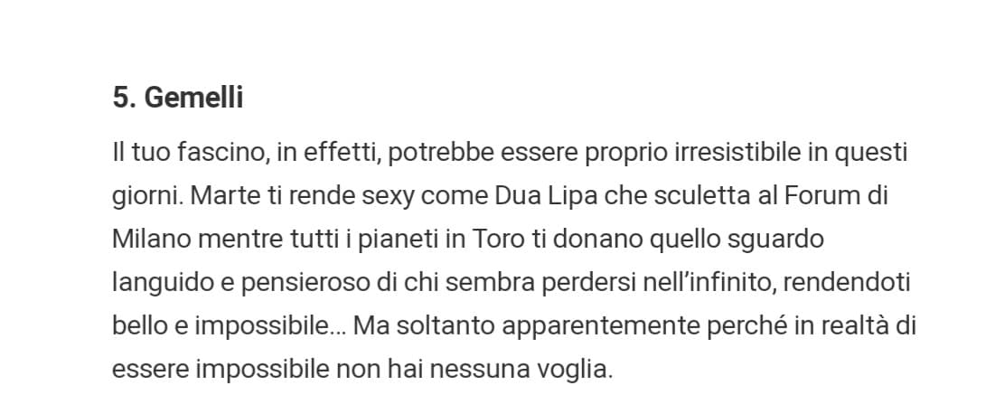 "L'oroscopo è affidabile e serio". Il mio oroscopo: