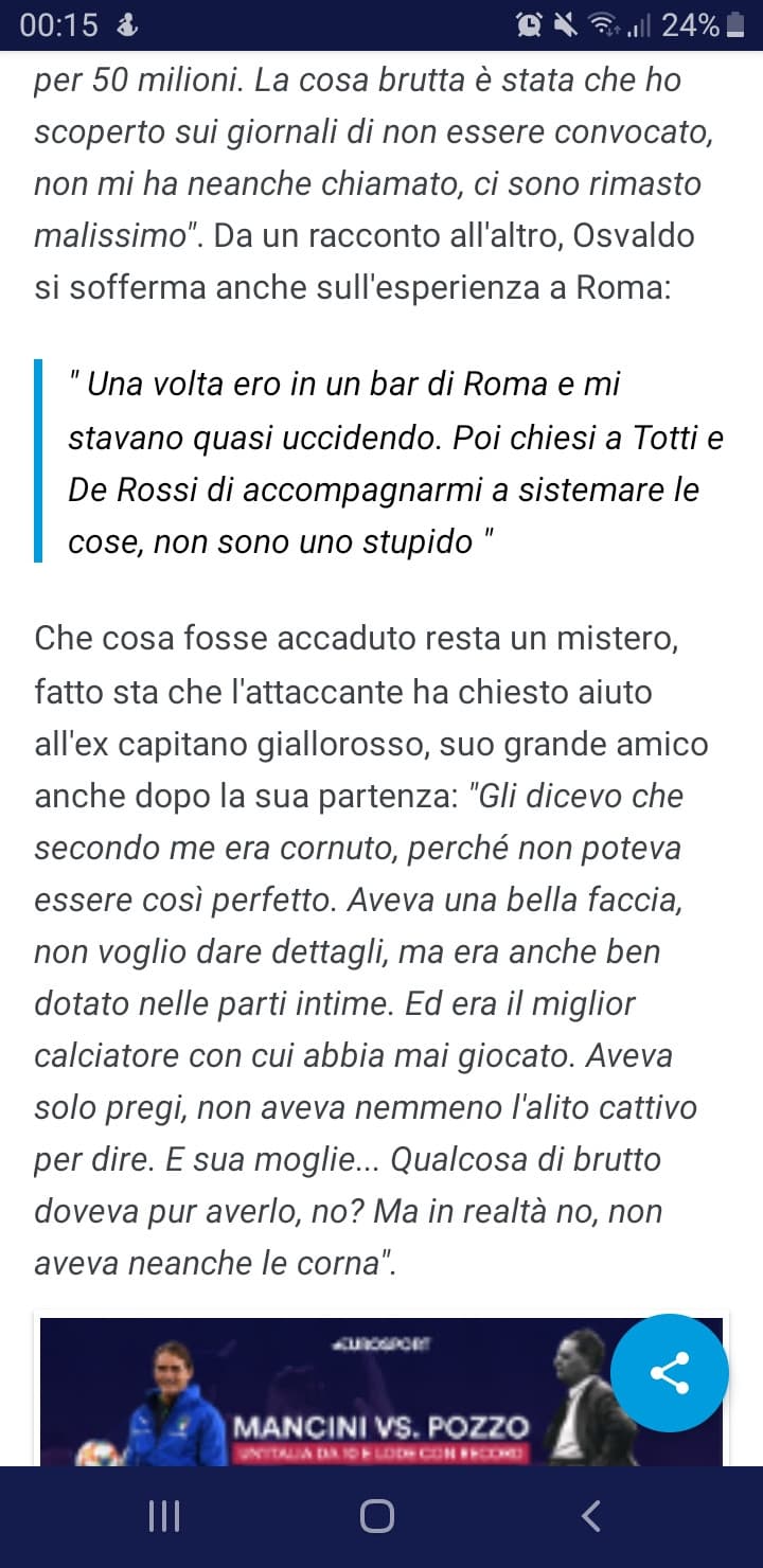 Osvaldo su totti "[...] era anche ben dotato nelle parti intime [...]"