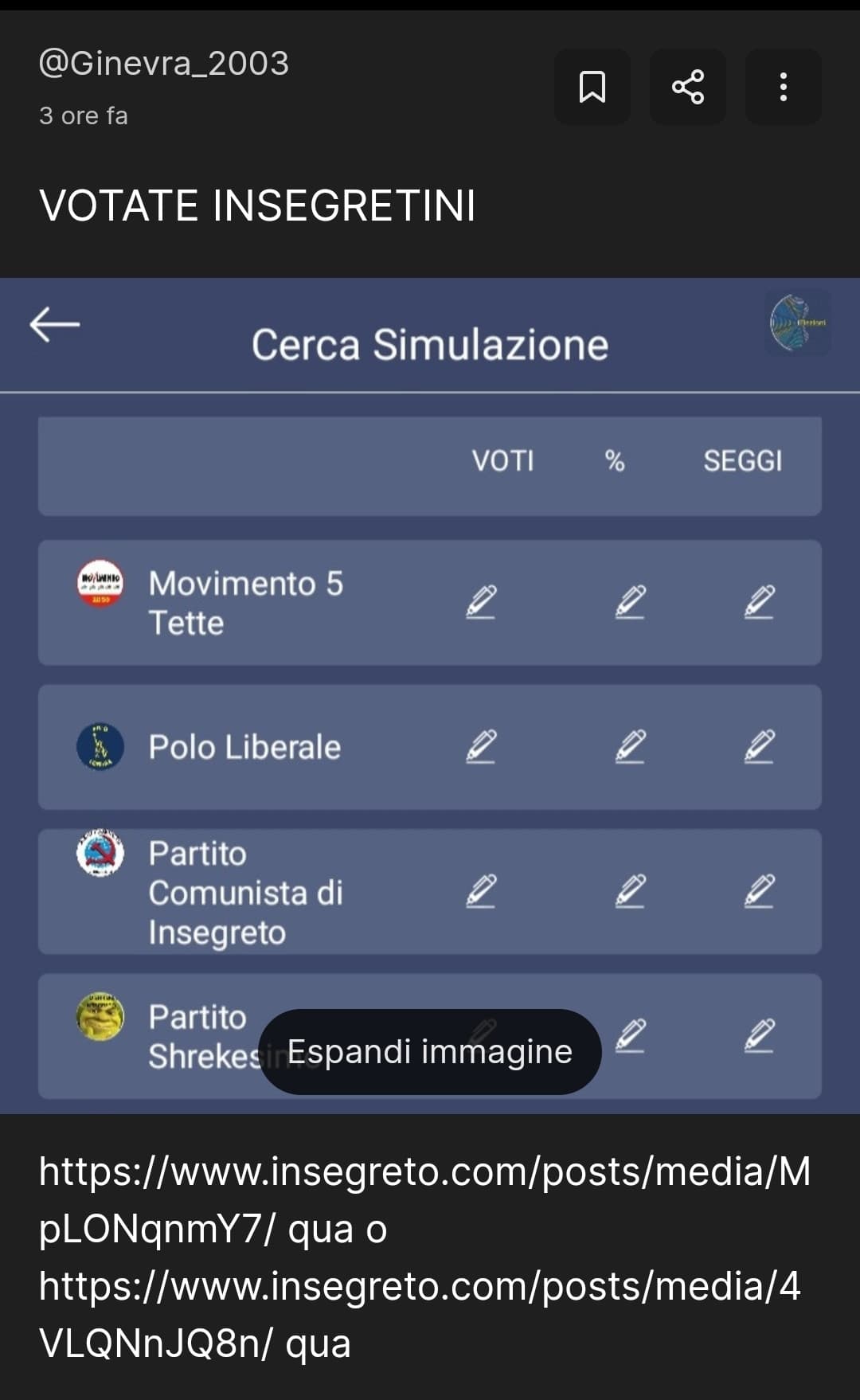 LE ELEZIONI DI INSEGRETO SONO INIZIATE - ANDATE A VOTARE