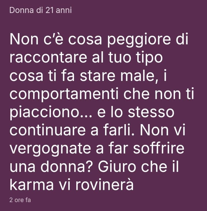 Warning allert raga: Se leggete qualche segreto di una 21enne che parla del suo ex ignorate, non assecondarla. Rischiamo una seconda Miciatenera. 