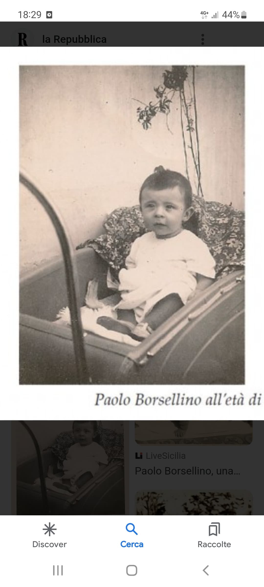 Borsellino all'età di un anno