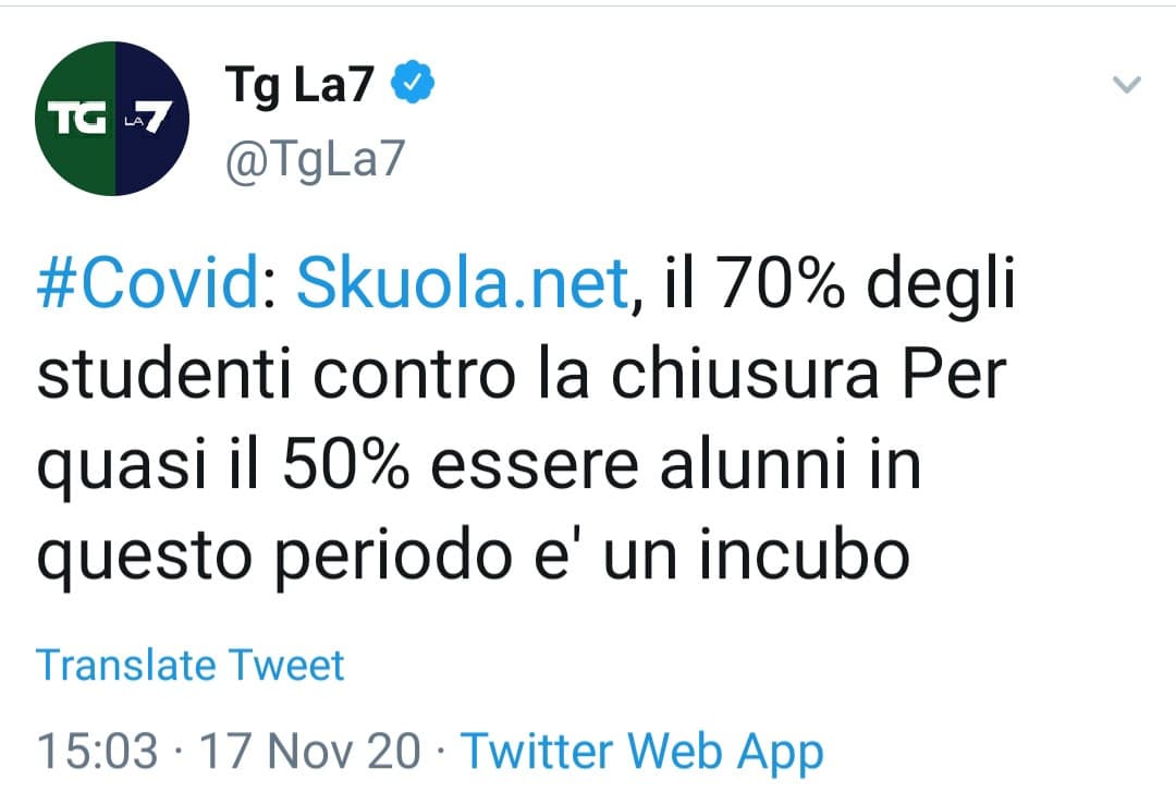 Studenti: Vogliamo la chiusura delle skuole1!1!1 Siamo a riskiooo!1!1
Sempre gli student una settimana dopo: