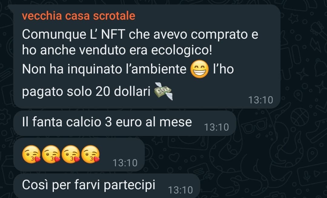 Mio padre ha comprato una nft.