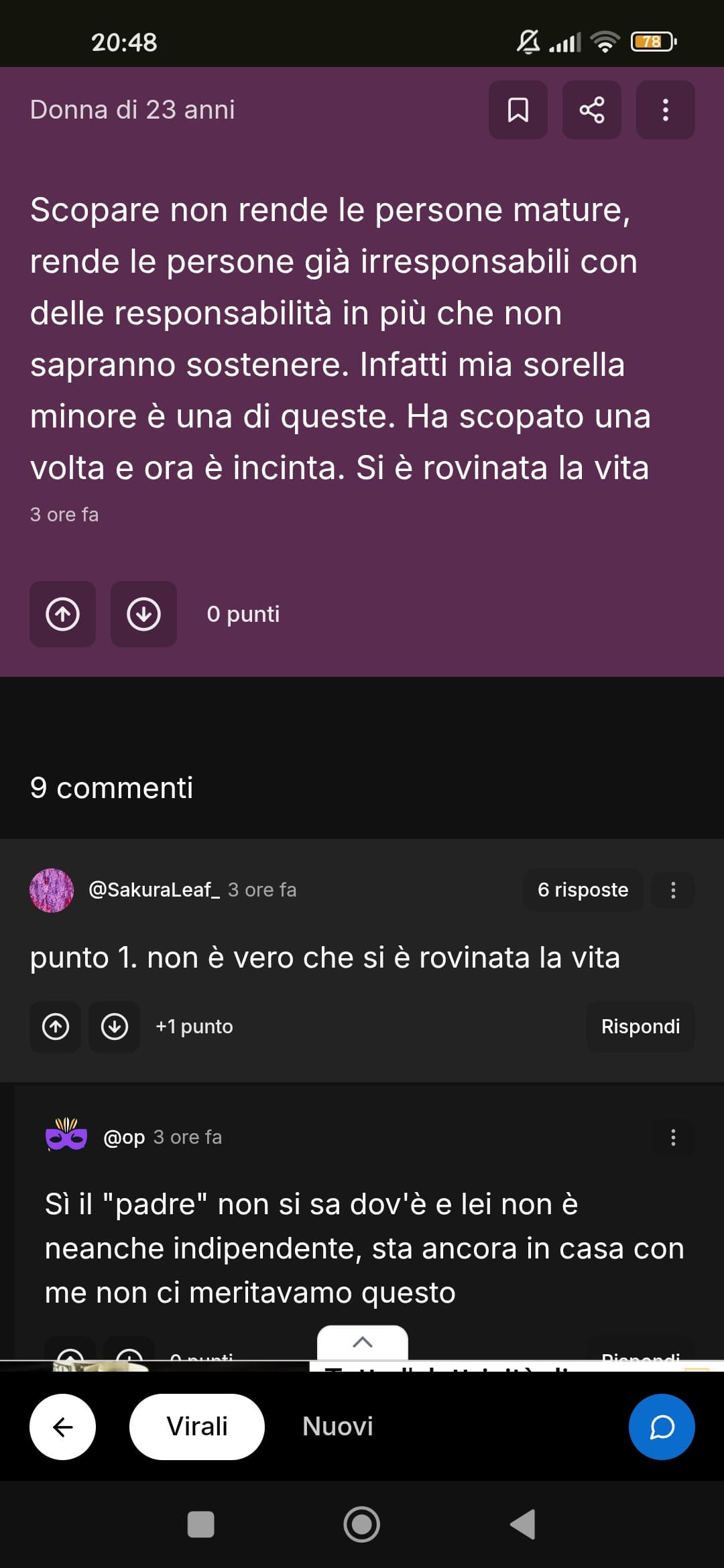 liberi di pensare che io abbia ragione o torto, ma se la supportano così, si suiciderà seriamente prima di metterla al mondo