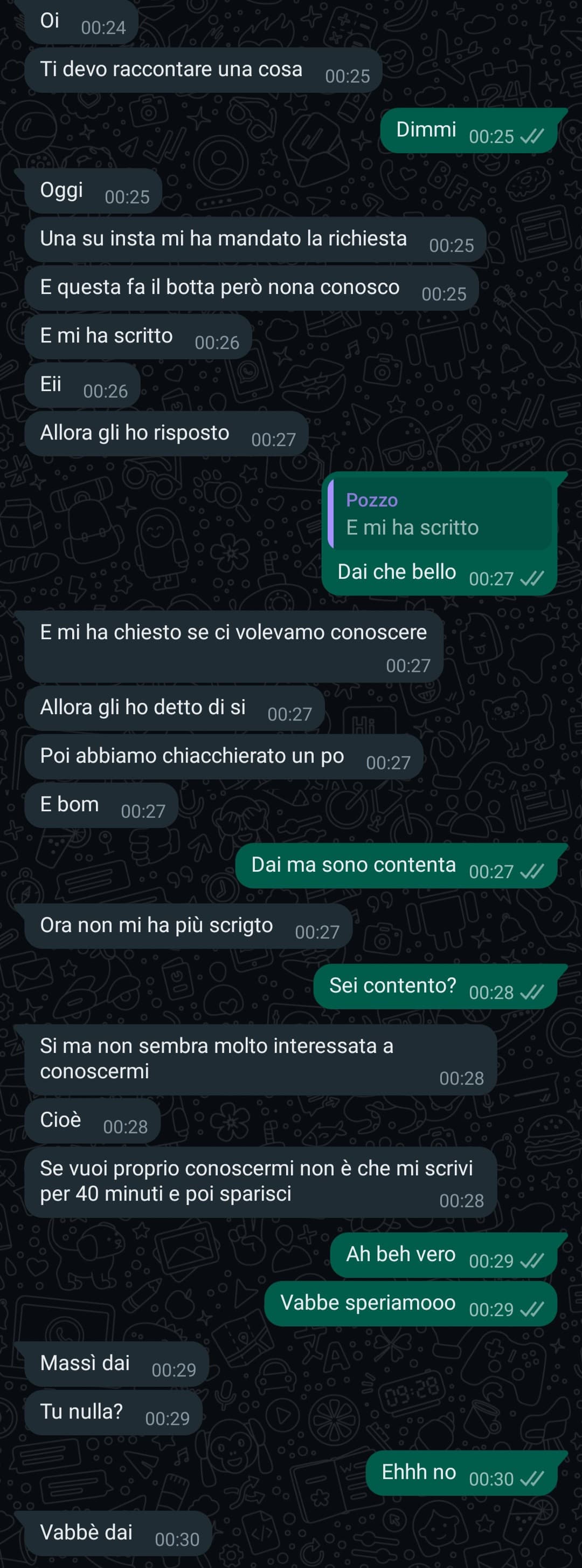 Sono contentissima per lui però ho paura di rimanere l'unica sola 