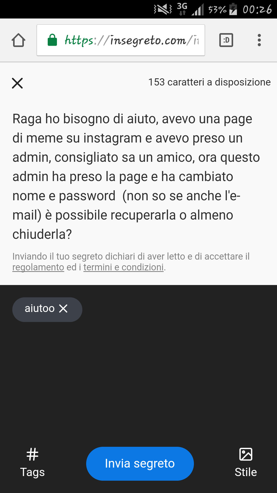 Non me lo fa mettere tra i segreti quindi lo metto qua 