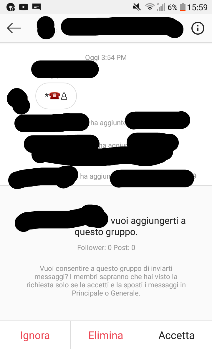 Basta!!! È il 3° oggi che fanno e mi aggiungono, non mi conoscete!!!