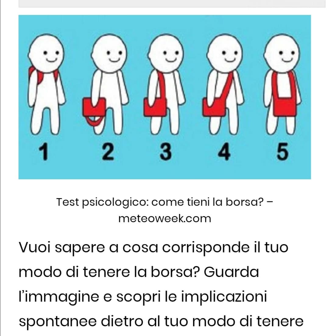 Vorrei tanto sapere chi è che porta la borsa come il 5