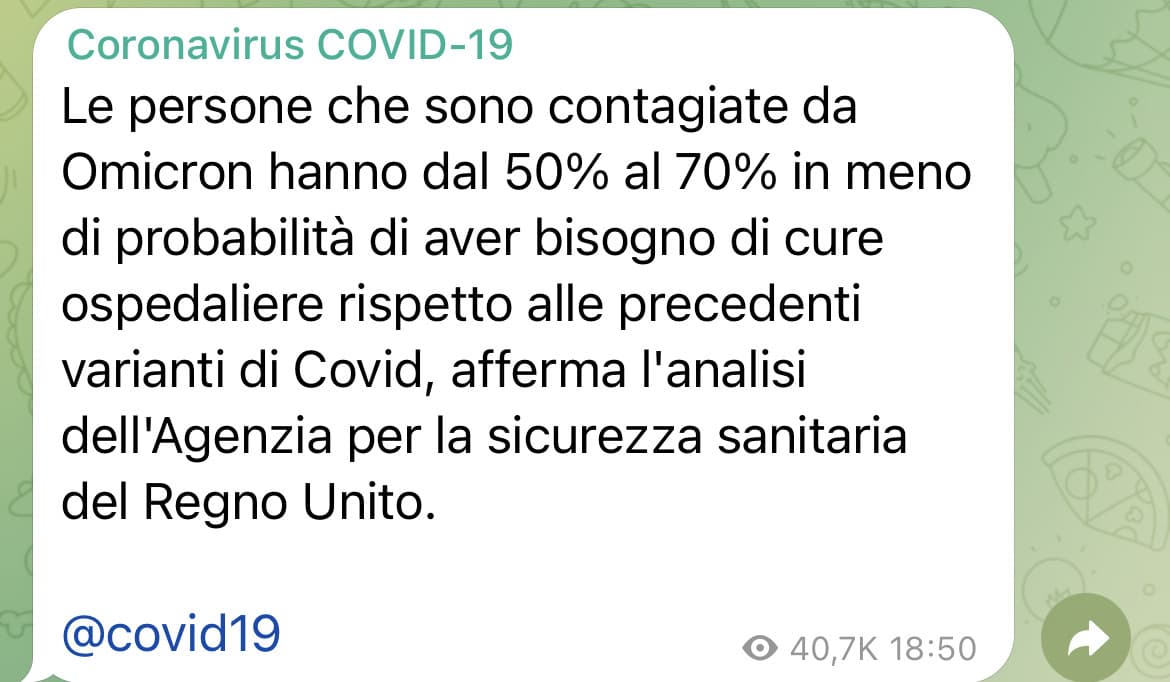 Sembra un’ottima notizia, lo è di per sé, ma se si considera che omicron è anche 5/6 volte più contagiosa si capisce perché comunque sta aumentando chi va in ospedale e chi muore.