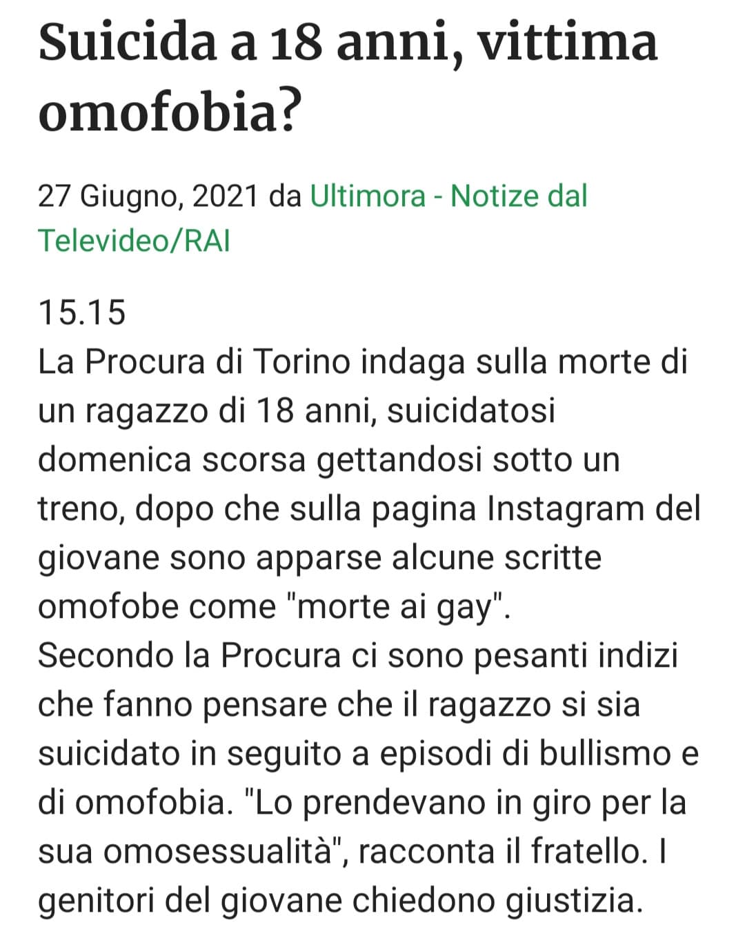 Voglio ancora vedere molti utenti qui fare le battutine sull'omofobia. Tipo quando qualcuno si inventa segreti fake per sminuire o mettere in cattiva luce l'importanza della comunità Lgbt. Ricordate che c'è chi ancora ci muore.