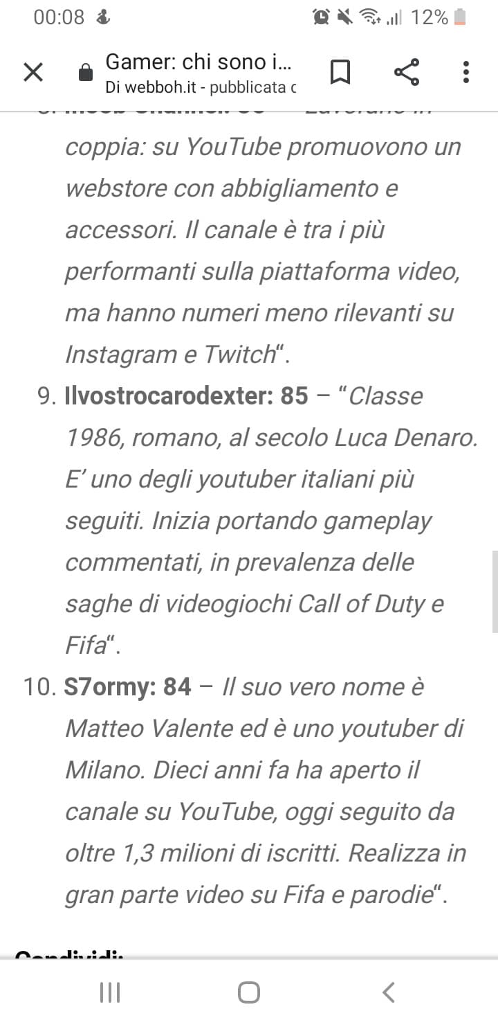 Top 10 gamer più influenti d'Italia.  D'accordo? Pareri?