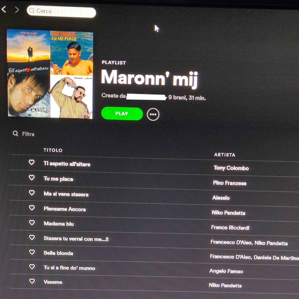 bella la playlist spotify di mio fratello–