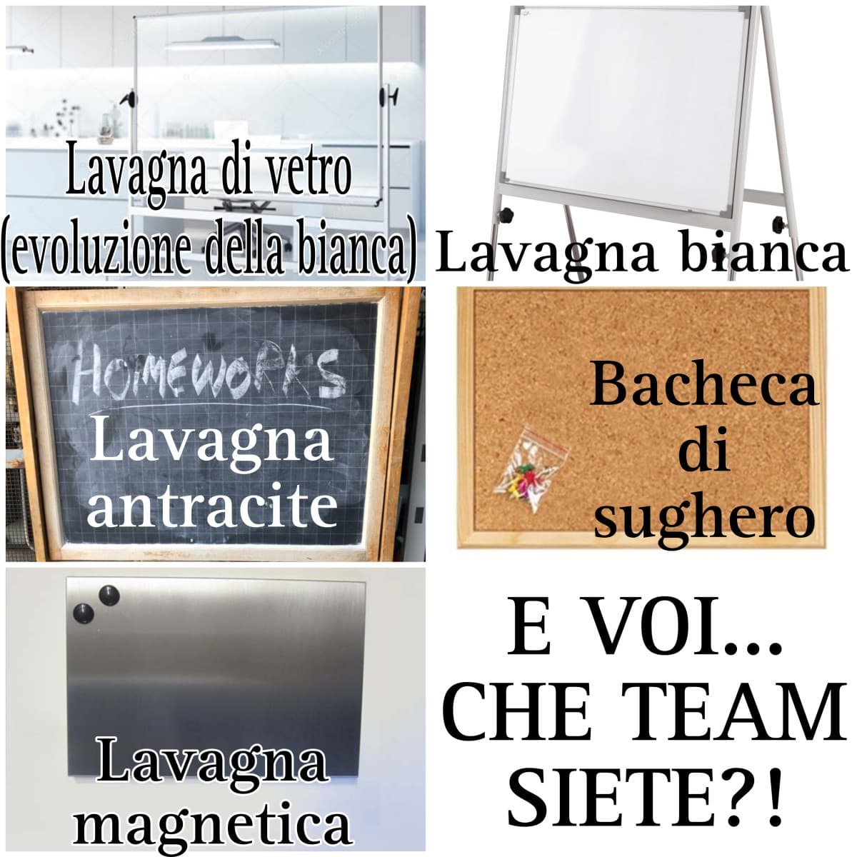 Team lavagna di vetro, ma uso quella bianca.