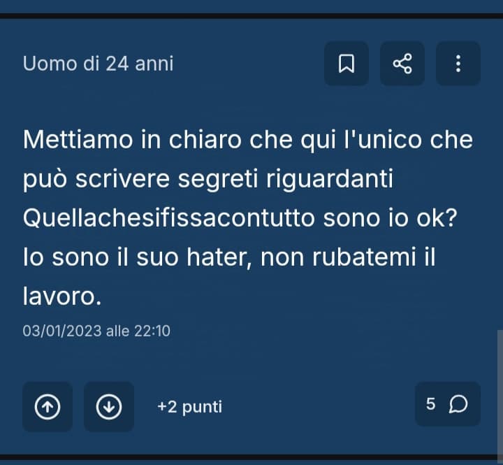 a volte rileggo i segreti del mio hater di 24 anni e penso che mi manca 