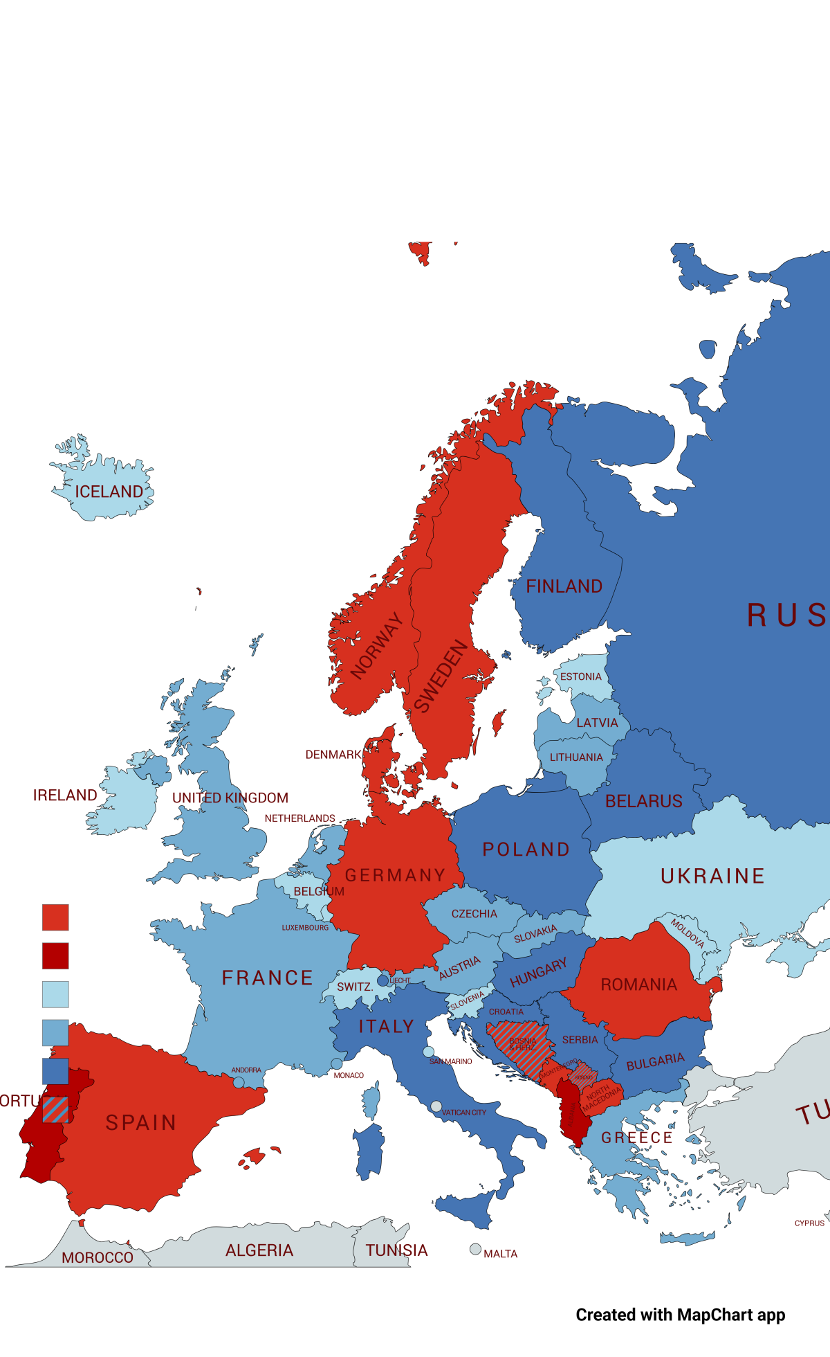 Dalla noia ho fatto una mappa ad oggi (da riaggiornare a gennaio) dei governi europei. "La sinistra sta facendo danni in Europa" -👴