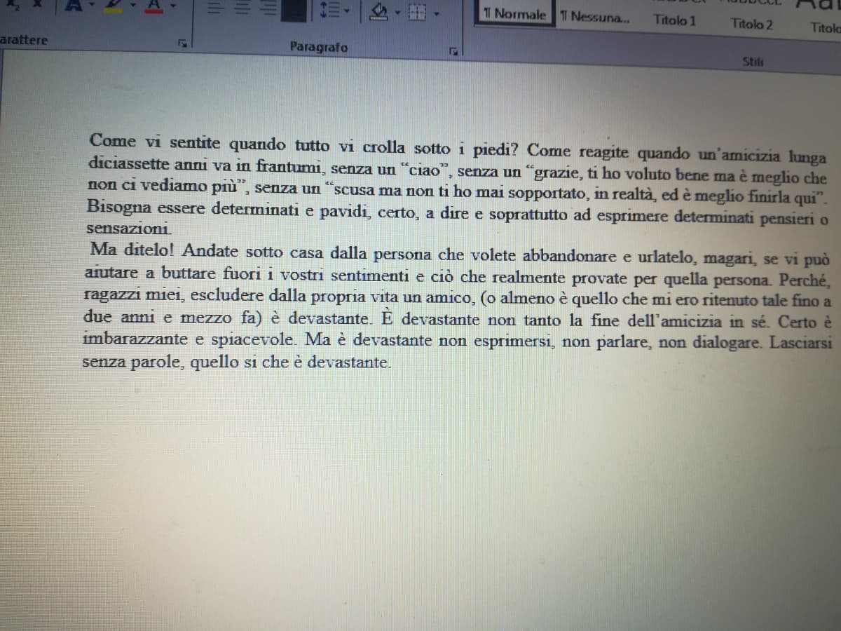 Consigli? È il primo paragrafo del mio libro che non so cosa diventerà ?