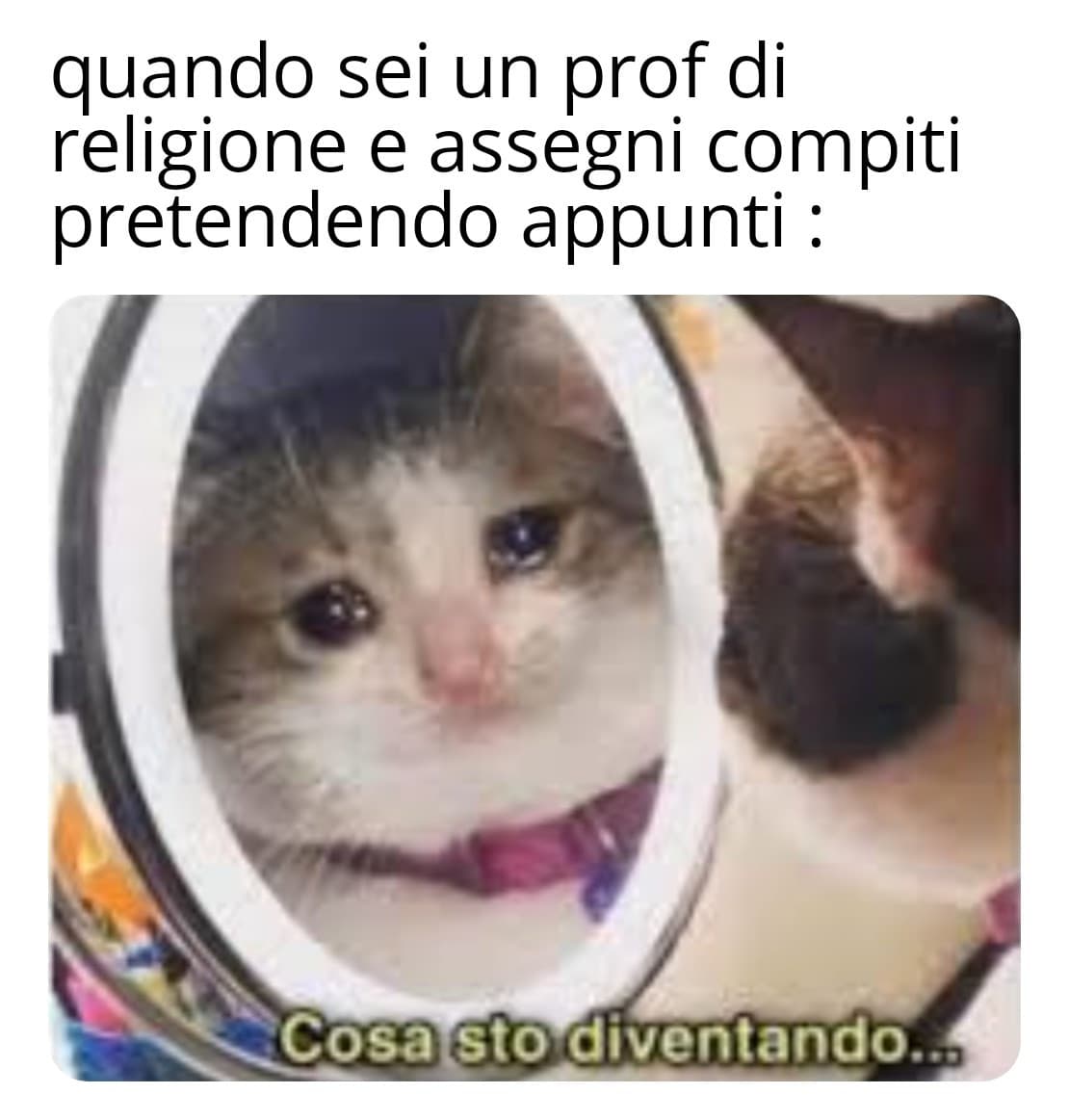 Il mio prof ha appena preteso appunti di religione 