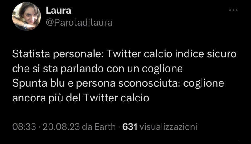 Io amo il calcio e ho la pagina di calcio su Twitter, quindi sono ciglione? E forse per lei sono sicuramente anche etero perché sicuramente per gente come lei lgbt e donne non tifano perché sono intelligenti