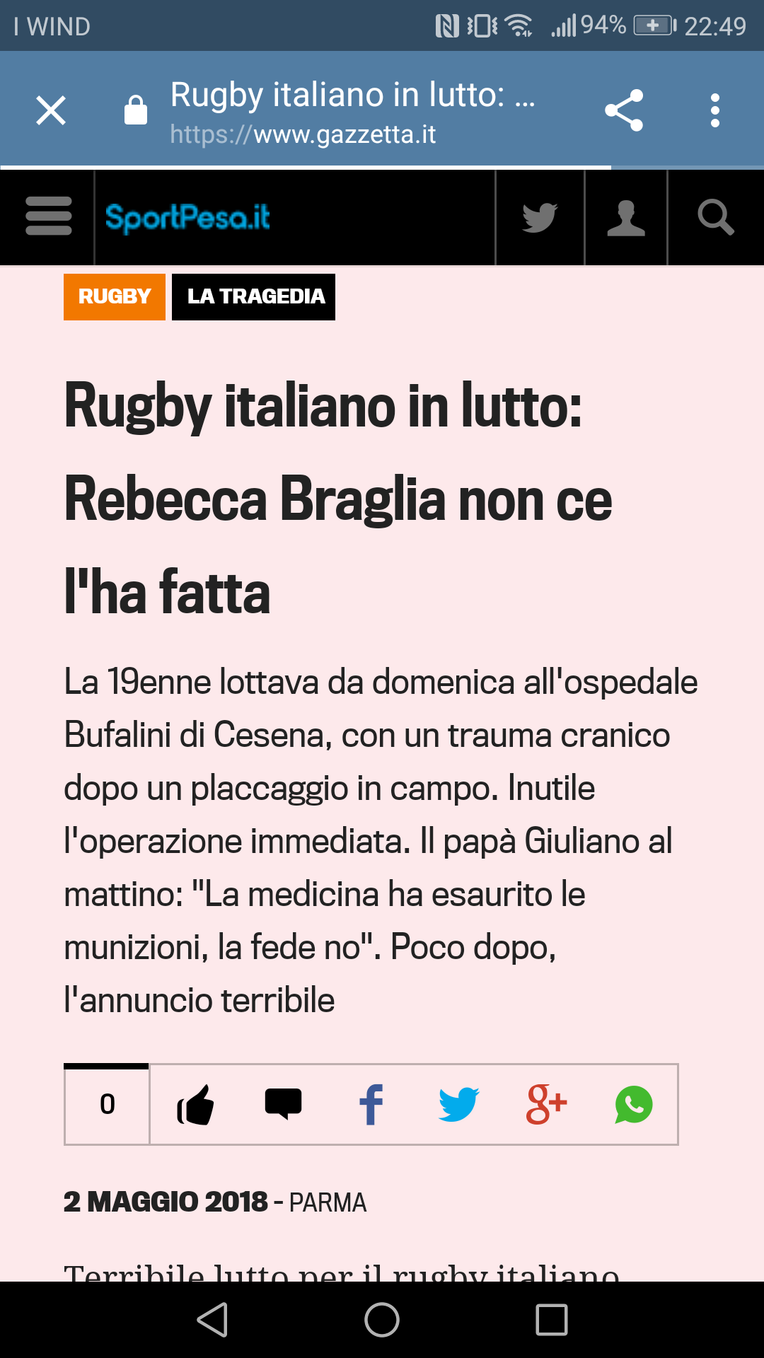 Preghiamo per Rebecca. 