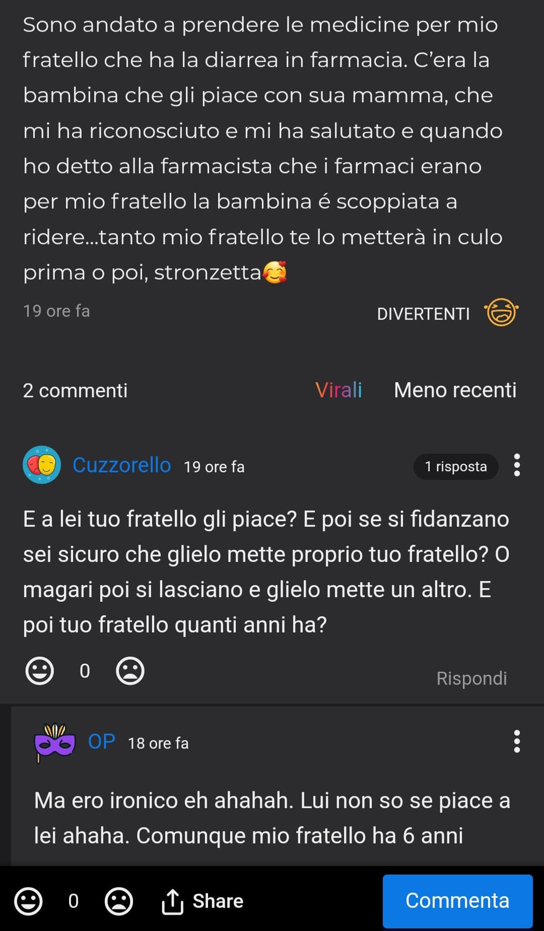 Il fratellino glielo metterà in culo prima o poi 😆