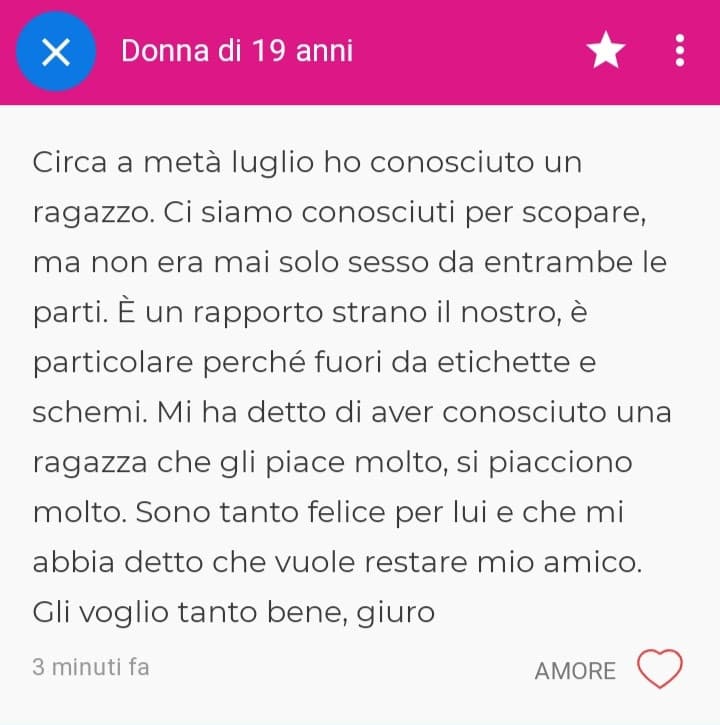 Che belli i rapporti così. Avevo paura che conoscendo un'altra non avremmo più parlato per ore e che mi avrebbe abbandonata, invece no e sono happy