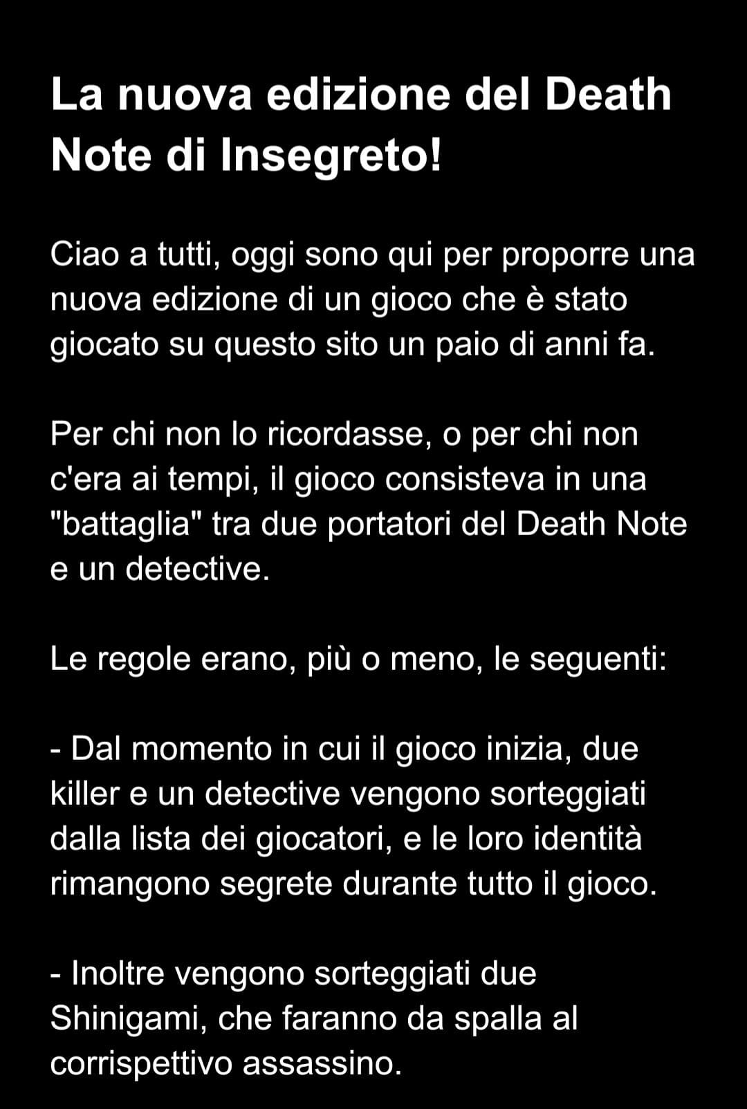 Sto repostando per far vedere il gioco a chi non l'abbia visto. Per ora ci sono circa 12 partecipanti, l'obbiettivo è di averne almeno 20