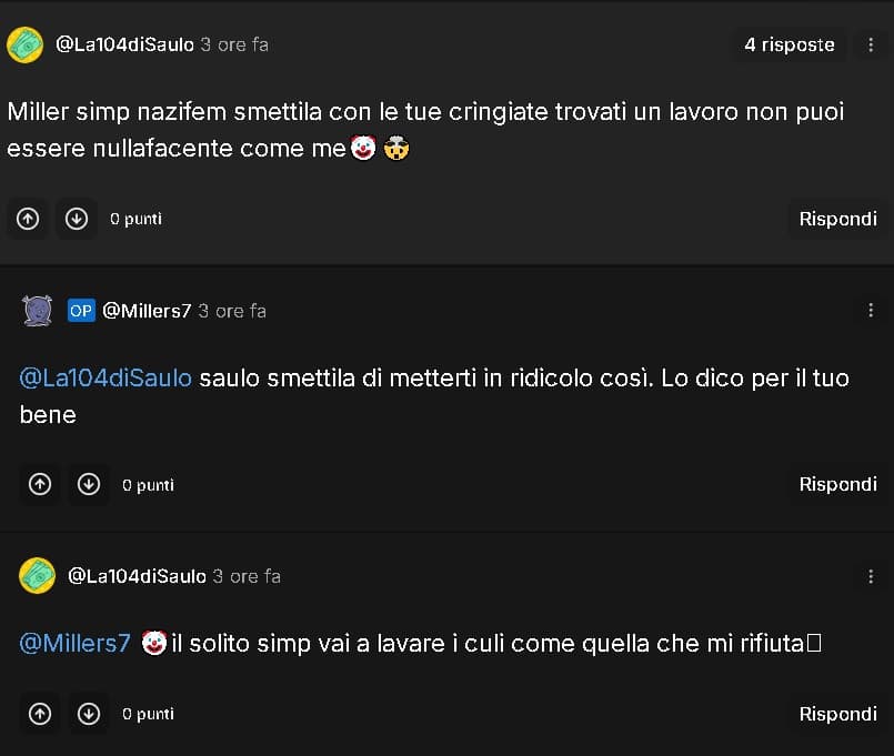 come l'ho fatto schizzare male millerino. da ieri che si fa account finti di saulo e parla solo